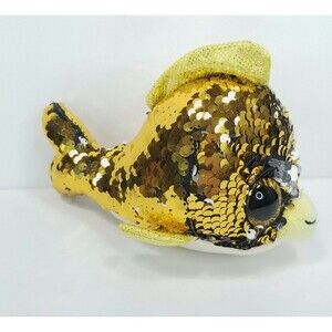 Gold Silver Reversible Sequins Whale Fish Stuffed Animal Plush Stuffed Animal
